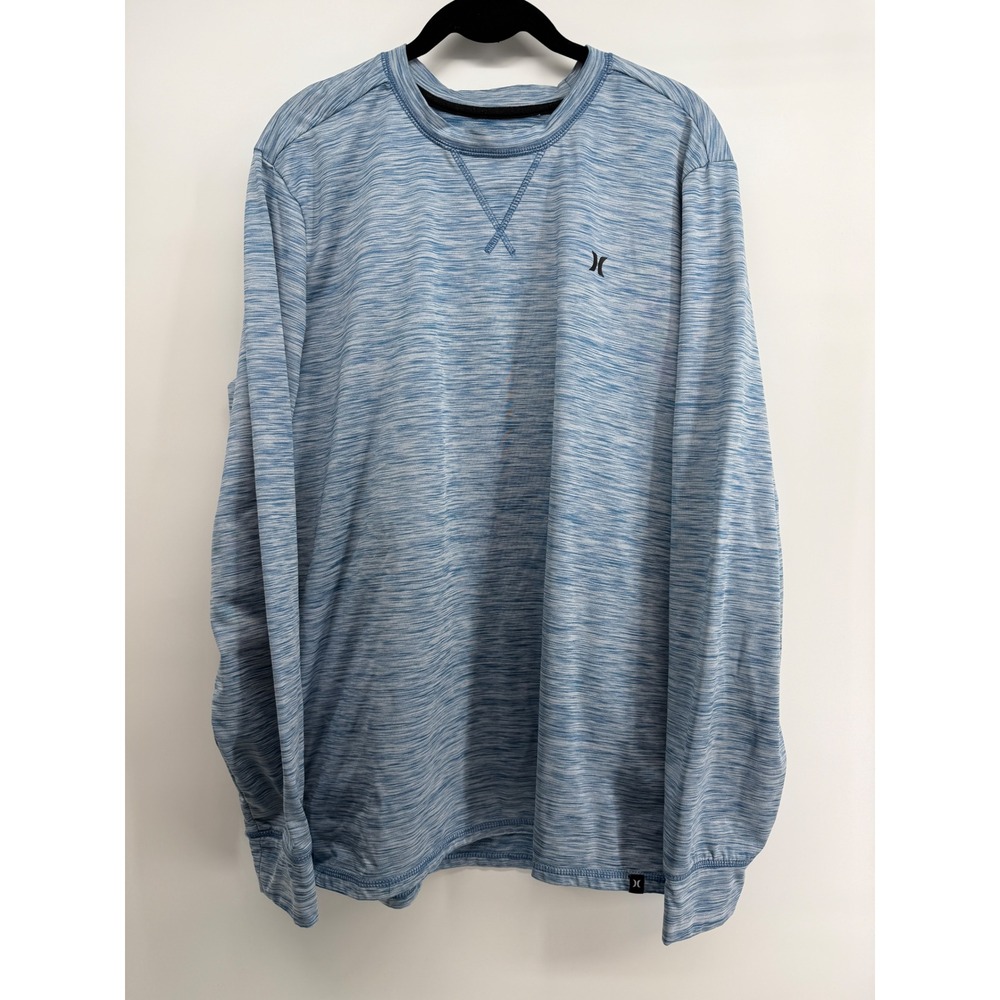 Hurley Mens Blue Space Dye Long Sleeve Sun Shirt Buckle Exclusive Large L